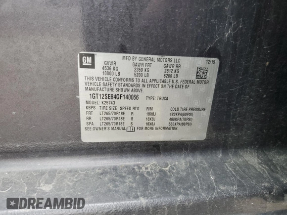 2016 GMC Sierra 2500HD SLE z VIN 1GT12SE84GF140066, wystawiony jako Copart lot #79395364 z przebiegiem 180 890 mil mil oraz Szkoda całkowita • Salvage title. Historia ofert i sprzedaży dostępna na DreamBid. Obrazek 14.