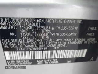 2017 Toyota RAV4 SE z VIN 2T3JFREV7HW568488, wystawiony jako IAAI lot #42492906 z przebiegiem 182 463 mil mil oraz . Historia ofert i sprzedaży dostępna na DreamBid. Obrazek 9.