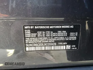2020 BMW X5 xDrive40i with VIN 5UXCR6C03L9C05928, listed as a Copart auction lot 44262613 with 49,160 mi miles. Bid and sale history available at carsss.com. Image 12.