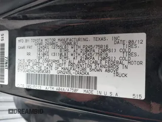 2013 Toyota Tacoma with VIN 5TFUU4EN4DX050303, listed as a IAAI auction lot 41833470 with 117,371 mi miles and . Bid and sale history available at DreamBid. Image 9.