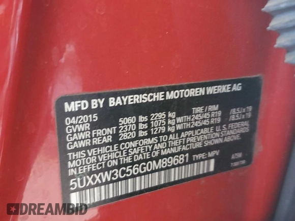 2016 BMW X4 xDrive28i z VIN 5UXXW3C56G0M89681, wystawiony jako Copart lot #50584395 z przebiegiem 128 910 mil mil oraz Szkoda całkowita • Salvage title. Historia ofert i sprzedaży dostępna na DreamBid. Obrazek 14.