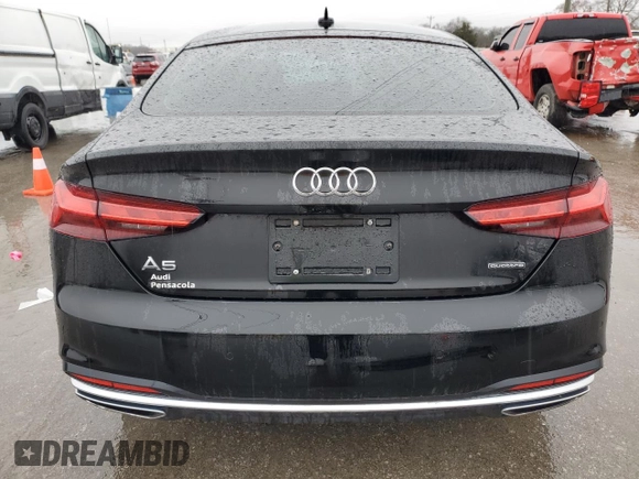 2023 Audi A5 Sportback Premium Plus with VIN WAUCBCF57PA010716, listed as a Copart auction lot 44939675 with 34,269 mi miles and Salvage Title. Bid and sale history available at carsss.com. Image 6.
