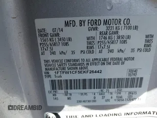 2014 Ford F-150 XL with VIN 1FTFW1CF5EKF26442, listed as a IAAI auction lot 41484912 with 195,263 mi miles. Bid and sale history available at carsss.com. Image 9.