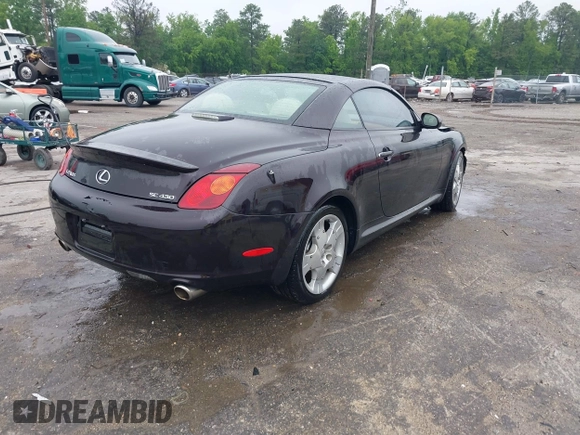 2004 Lexus SC 430 with VIN JTHFN48Y140059592, listed as a IAAI auction lot 42189576 with 101,014 mi miles and . Bid and sale history available at DreamBid. Image 4.