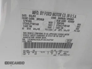2001 Ford Excursion Limited с VIN 1FMNU42L91EC54752, выставлен на аукционе IAAI как лот 42490476 с пробегом 180 533 миль миль и . История ставок и продаж доступна на DreamBid. Изображение 9.
