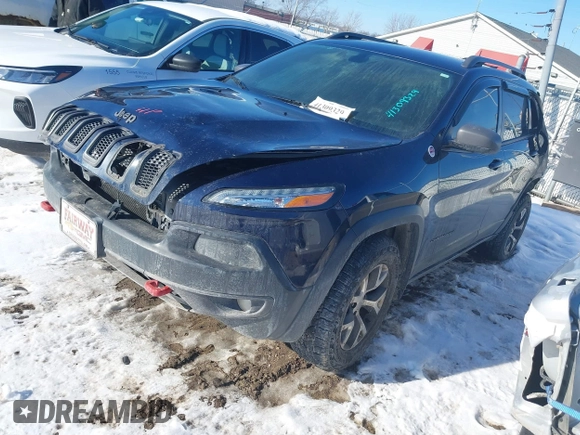 2014 Jeep Cherokee Trailhawk with VIN 1C4PJMBS8EW182259, listed as a IAAI auction lot 41309329 with Not Provided miles. Bid and sale history available at carsss.com. Image 2.