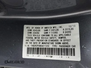 2014 Honda Accord Touring with VIN 1HGCR3F98EA011230, listed as a IAAI auction lot 42310754 with 97,531 mi miles and . Bid and sale history available at DreamBid. Image 9.
