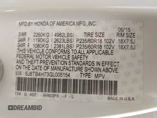 2016 Acura RDX Advance Pkg with VIN 5J8TB4H73GL005154, listed as a IAAI auction lot 41790569 with 114,087 mi miles. Bid and sale history available at carsss.com. Image 9.