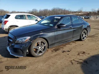 2016 Mercedes-Benz C 450 AMG with VIN 55SWF6EB8GU142712, listed as a Copart auction lot 47525155 with 118,110 mi miles and Salvage Title. Bid and sale history available at carsss.com. Image 1.