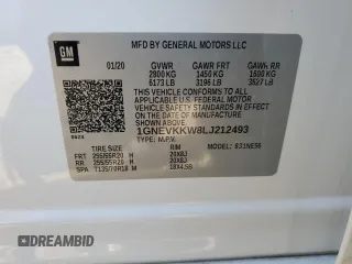 2020 Chevrolet Traverse Premier with VIN 1GNEVKKW8LJ212493, listed as a Copart auction lot 85914424 with 44,383 mi miles and Salvage Title. Bid and sale history available at carsss.com. Image 13.