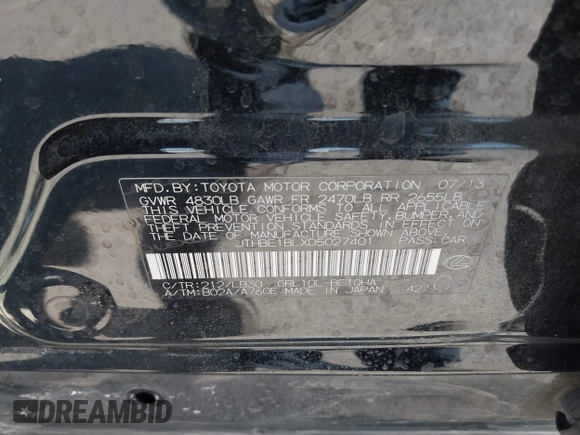 2013 Lexus GS 350 с VIN JTHBE1BLXD5027401, выставлен на аукционе IAAI как лот 42346592 с пробегом 148 526 миль миль и . История ставок и продаж доступна на DreamBid. Изображение 9.