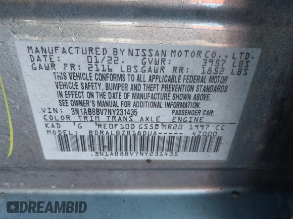 2022 Nissan Sentra S with VIN 3N1AB8BV7NY231435, listed as a IAAI auction lot 41527240 with 52,690 mi miles. Bid and sale history available at carsss.com. Image 9.
