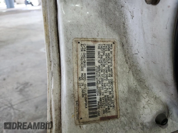 1991 Toyota Camry z VIN JT2SV21W7M0380204, wystawiony jako Copart lot #72694404 z przebiegiem 242 162 mil mil oraz Szkoda całkowita • Salvage title. Historia ofert i sprzedaży dostępna na DreamBid. Obrazek 12.