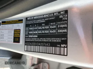 2013 Mercedes-Benz M 350 with VIN 4JGDA2EB1DA207643, listed as a Copart auction lot 67070864 with 96,038 mi miles and Salvage Title. Bid and sale history available at carsss.com. Image 13.