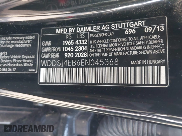 2014 Mercedes-Benz CLA 250 z VIN WDDSJ4EB6EN045368, wystawiony jako IAAI lot #42560939 z przebiegiem 29 241 mil mil oraz . Historia ofert i sprzedaży dostępna na DreamBid. Obrazek 9.