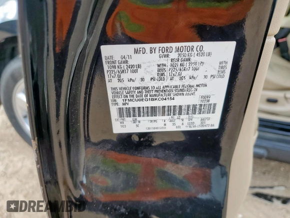 2011 Ford Escape Limited с VIN 1FMCU0EG1BKC04154, выставлен на аукционе Copart как лот 63944145 с пробегом 157 709 миль миль и Списание • Salvage title. История ставок и продаж доступна на DreamBid. Изображение 13.