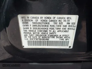 2005 Honda Pilot EX-L with NAVI with VIN 2HKYF18715H562492, listed as a IAAI auction lot 41627194 with 184,653 mi miles. Bid and sale history available at carsss.com. Image 9.