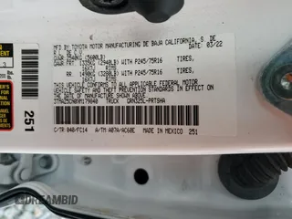 2022 Toyota Tacoma SR5 z VIN 3TMAZ5CN0NM179840, wystawiony jako Copart lot #59215265 z przebiegiem 59 406 mil mil oraz Szkoda całkowita • Salvage title. Historia ofert i sprzedaży dostępna na DreamBid. Obrazek 12.