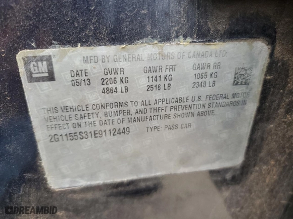 2014 Chevrolet Impala LTZ with VIN 2G1155S31E9112449, listed as a Copart auction lot 51093815 with 255,081 mi miles and Salvage Title. Bid and sale history available at carsss.com. Image 14.