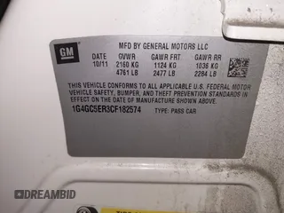 2012 Buick LaCrosse Leather с VIN 1G4GC5ER3CF182574, выставлен на аукционе IAAI как лот 41579024 с пробегом 136 484 миль миль и . История ставок и продаж доступна на DreamBid. Изображение 9.