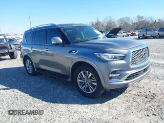 2020 Infiniti QX80 LUXE with VIN JN8AZ2NF1L9703226, listed as a IAAI auction lot 41595410 with 110,213 mi miles. Bid and sale history available at carsss.com. Image 1.