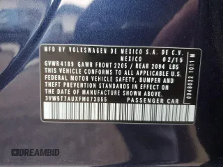 2015 Volkswagen Golf GTI SE with VIN 3VW5T7AUXFM073855, listed as a Copart auction lot 42202325 with 142,140 mi miles and Salvage Title. Bid and sale history available at carsss.com. Image 12.