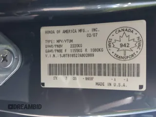 2007 Acura RDX Tech Pkg with VIN 5J8TB18527A802889, listed as a IAAI auction lot 41882486 with 304,605 mi miles. Bid and sale history available at carsss.com. Image 9.