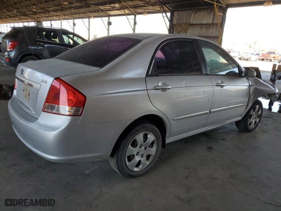 2008 Kia Spectra EX with VIN KNAFE122285579648, listed as a Copart auction lot 53661315 with 223,405 mi miles and Salvage Title. Bid and sale history available at carsss.com. Image 3.