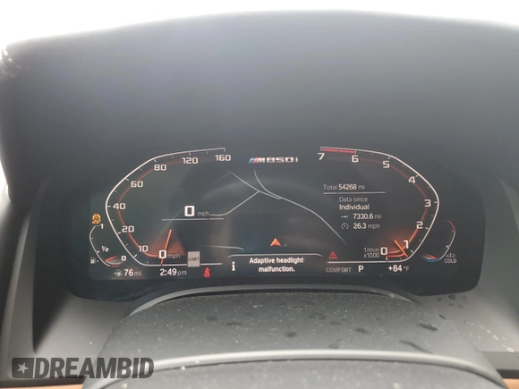2021 BMW 8 Series M850i z VIN WBAGV8C06MCG35500, wystawiony jako Copart lot #59467425 z przebiegiem 54 268 mil mil oraz Szkoda całkowita • Salvage title. Historia ofert i sprzedaży dostępna na DreamBid. Obrazek 9.