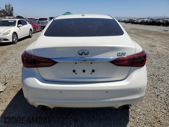 2018 Infiniti Q50 Luxe with VIN JN1EV7AP5JM354427, listed as a Copart auction lot 61447855 with 66,320 mi miles and Salvage title. Bid and sale history available at DreamBid. Image 6.