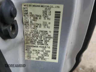 2008 Nissan Frontier SE with VIN 1N6AD06W68C406876, listed as a Copart auction lot 48726085 with 134,798 mi miles and Salvage title. Bid and sale history available at DreamBid. Image 12.