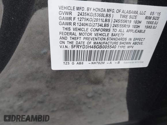 2016 Acura MDX w/Tech with VIN 5FRYD3H48GB005540, listed as a IAAI auction lot 41722697 with 74,793 mi miles. Bid and sale history available at carsss.com. Image 9.