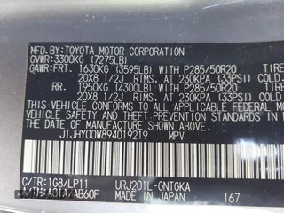 2009 Lexus LX 570 with VIN JTJHY00W894019219, listed as a IAAI auction lot 41744811 with Not Provided miles and . Bid and sale history available at carsss.com. Image 9.