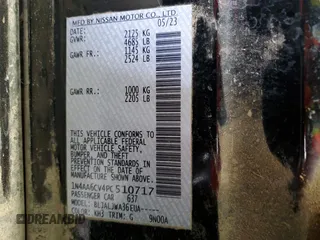2023 Nissan Maxima SV with VIN 1N4AA6CV4PC510717, listed as a Copart auction lot 62238885 with 37,480 mi miles and Salvage title. Bid and sale history available at DreamBid. Image 12.