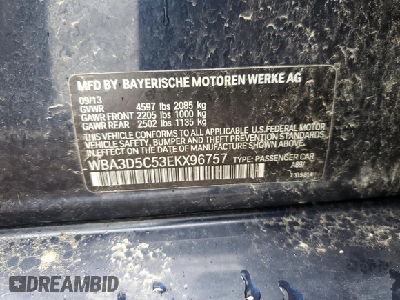 2014 BMW 3 Series 328d xDrive z VIN WBA3D5C53EKX96757, wystawiony jako Copart lot #59749185 z przebiegiem 208 197 mil mil oraz Czysty tytuł • Clean title. Historia ofert i sprzedaży dostępna na DreamBid. Obrazek 12.