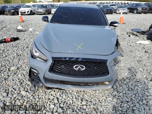 2021 Infiniti Q50 Red Sport 400 with VIN JN1FV7DP1MM850085, listed as a Copart auction lot 52563075 with Not provided miles and Salvage title. Bid and sale history available at DreamBid. Image 5.