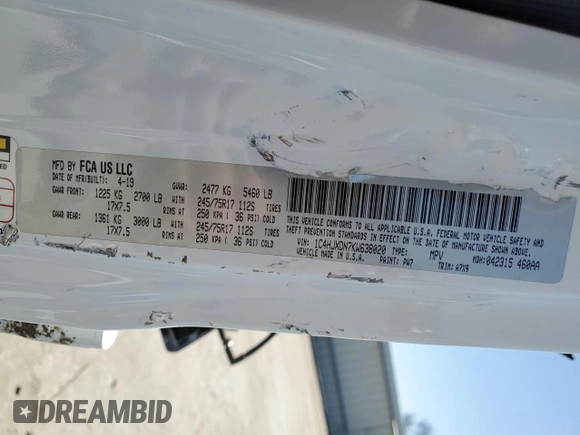 2019 Jeep Wrangler Unlimited Sport S z VIN 1C4HJXDN7KW638020, wystawiony jako Copart lot #48636745 z przebiegiem Nie podano mil oraz Nie do naprawy • Non repairable. Historia ofert i sprzedaży dostępna na DreamBid. Obrazek 15.