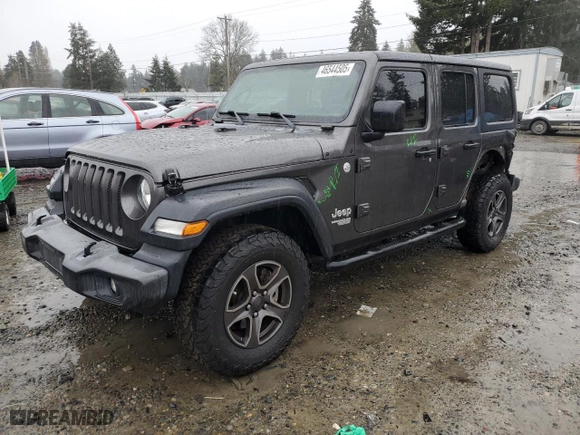 2018 Jeep Wrangler Unlimited Sport S with VIN 1C4HJXDG1JW292174, listed as a Copart auction lot 46544505 with 123,653 mi miles and Salvage Title. Bid and sale history available at carsss.com. Image 1.