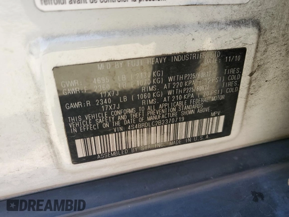 2011 Subaru Outback Limited Power Moon z VIN 4S4BRDLC2B2370719, wystawiony jako Copart lot #57170855 z przebiegiem 119 076 mil mil oraz Szkoda całkowita • Salvage title. Historia ofert i sprzedaży dostępna na DreamBid. Obrazek 14.