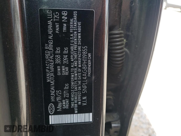 2023 Hyundai Elantra SE with VIN 5NPLL4AG8PH119855, listed as a Copart auction lot 51480035 with 36,619 mi miles and Salvage Title. Bid and sale history available at DreamBid. Image 12.
