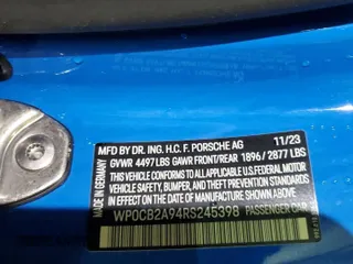 2024 Porsche 911 Carrera S with VIN WP0CB2A94RS245398, listed as a Copart auction lot 41980985 with 3,674 mi miles and Salvage Title. Bid and sale history available at carsss.com. Image 13.