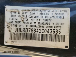 2002 Honda CR-V EX with VIN JHLRD78842C043565, listed as a Copart auction lot 67699264 with 259,081 mi miles and Salvage Title. Bid and sale history available at carsss.com. Image 13.