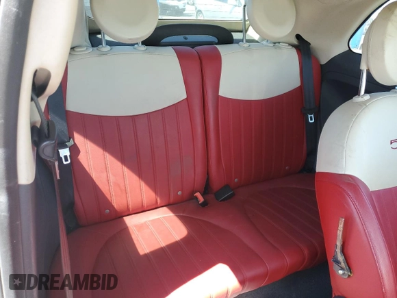 2013 FIAT 500 Lounge with VIN 3C3CFFER9DT744019, listed as a Copart auction lot 63481055 with 49,869 mi miles and Salvage title. Bid and sale history available at DreamBid. Image 10.