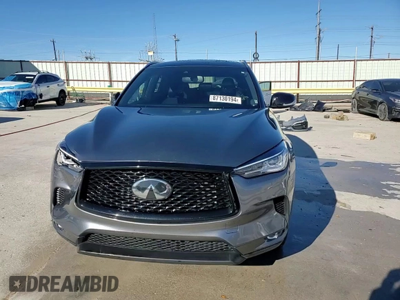 2022 Infiniti QX50 LUXE with VIN 3PCAJ5BA4NF107923, listed as a Copart auction lot 87130194 with 37,237 mi miles and Salvage Title. Bid and sale history available at carsss.com. Image 14.