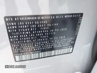 2018 Volkswagen Tiguan SEL с VIN 3VV3B7AX2JM018897, выставлен на аукционе IAAI как лот 42313472 с пробегом 97 362 миль миль и . История ставок и продаж доступна на DreamBid. Изображение 9.