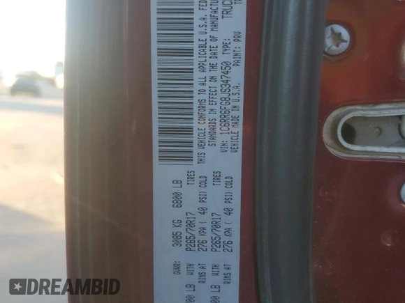 2018 Ram 1500 Tradesman with VIN 1C6RR6FG8JS347450, listed as a Copart auction lot 80323384 with 192,937 mi miles and Salvage title. Bid and sale history available at DreamBid. Image 12.