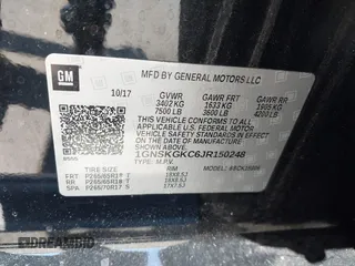2018 Chevrolet Suburban LS z VIN 1GNSKGKC6JR150248, wystawiony jako IAAI lot #42219120 z przebiegiem 48 321 mil mil oraz . Historia ofert i sprzedaży dostępna na DreamBid. Obrazek 9.