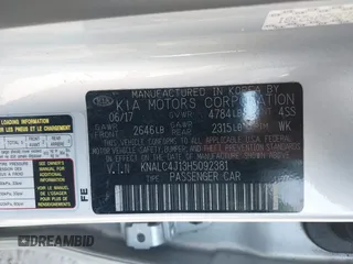 2017 Kia Cadenza Limited with VIN KNALC4J13H5092381, listed as a IAAI auction lot 41418629 with 124,694 mi miles. Bid and sale history available at carsss.com. Image 9.