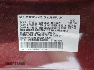 2018 Honda Odyssey Elite with VIN 5FNRL6H94JB067479, listed as a IAAI auction lot 42100911 with 160,174 mi miles and . Bid and sale history available at DreamBid. Image 9.