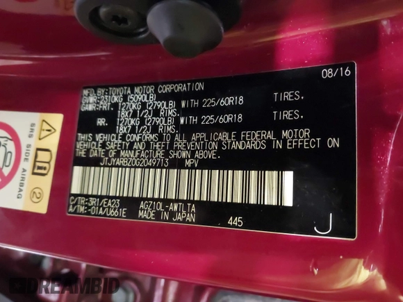 2016 Lexus NX 200t with VIN JTJYARBZ0G2049713, listed as a IAAI auction lot 41922296 with 132,526 mi miles. Bid and sale history available at carsss.com. Image 9.